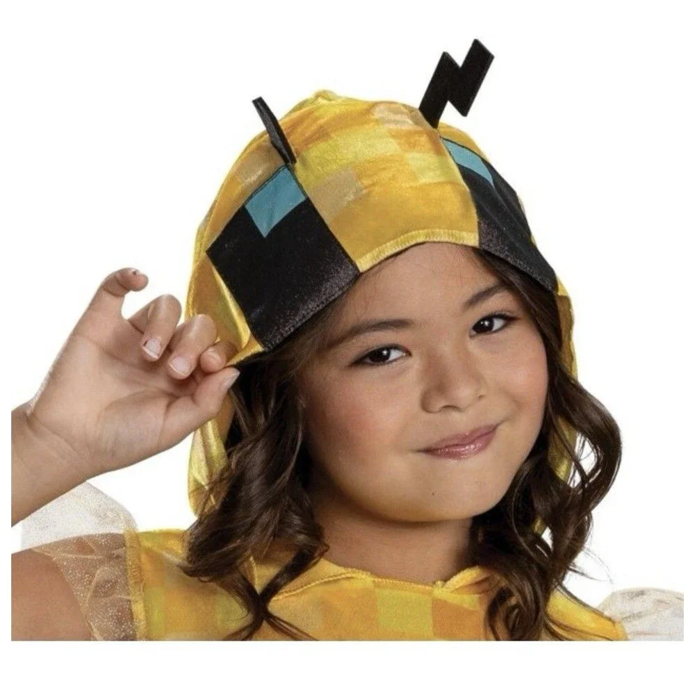 Disguise Minecraft Bee Girl Hooded Child Costume Dress | Small 4-6x
